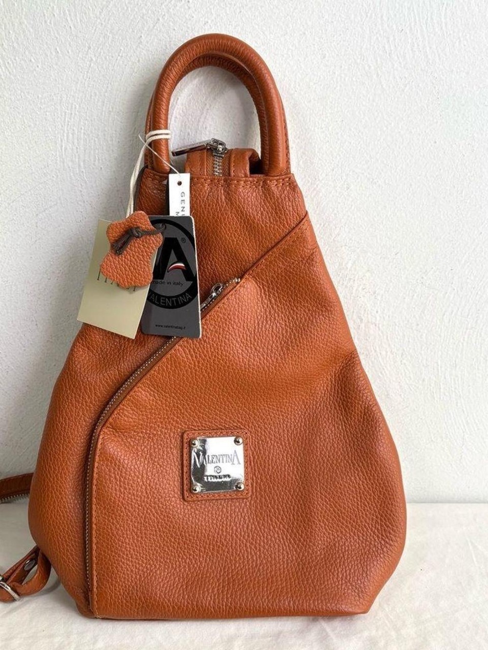 Valentina Orange/brown Pebbled Leather Women’s Backpack